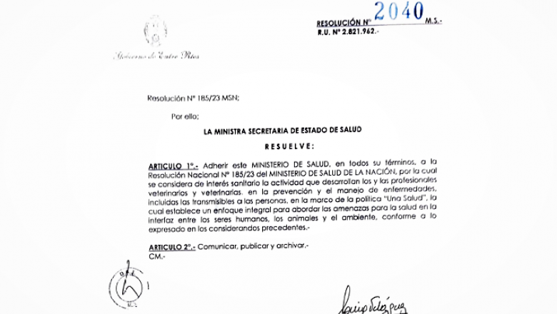 Entre Ríos adhiere a la declaración de interés sanitario de la profesión veterinaria