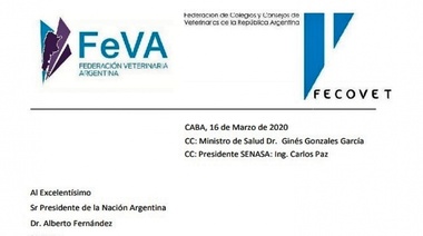 Carta de los Veterinarios al Sr. Presidente de la Nación Argentina