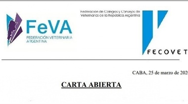 Carta Abierta sobre la situación sanitaria del país y el rol de los Médicos Veterinarios