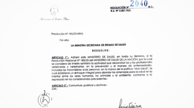 Entre Ríos adhiere a la declaración de interés sanitario de la profesión veterinaria