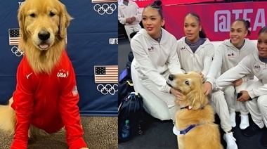 Las gimnastas olímpicas de los EE.UU. tienen en su equipo a un perro de terapia