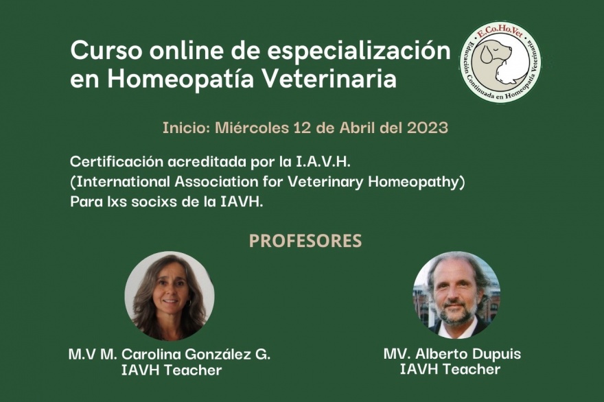 12 de Abril - Curso Online de Especialización en Homeopatía Veterinaria